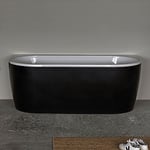 Halvt frittstående badekar BTW SEID 160x75, Sort matt