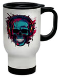 Skull Headphones Travel Mug DJ Music Head Gothic Cup Gift