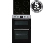 SIA 60cm Stainless Steel Built-in Double Fan Oven & 13 Amp 4 Zone Induction Hob