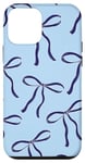 Coque pour iPhone 12 mini Nœud bleu marine sur coquette bleu clair