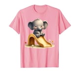 Pink Adorable Elephant on Slide Cute Animal Theme T-Shirt
