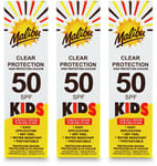 Malibu Kids SPF50 Clear Protection Spray 250ml | Sunscreen | Beach | Pool X 3