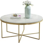 Home Accessories Table Furniture Faux Marble Round End Table Coffee Table with Gold Frame for Simplistic Home Couch Bedside Side Table Living Room Bedroom 60cm/80cmx45cm Black 80 * 45cm