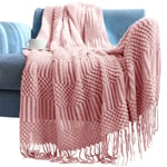 Panegy Bedspread Pink Tassels Throw Blanket Sofa Yoga Blanket 130 x 200 cm