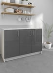 Kitchen Base Sink Unit 1200mm Storage Cabinet With Doors 120cm - Dark Grey Gloss