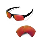 Walleva Polarized Fire Red Replacement Lenses For Oakley Flak 2.0 XL Sunglasses