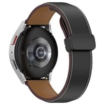 20mm Läder Vikbart Spänne Klockarmband för Samsung Galaxy Watch6 40mm 44mm/Watch6 Classic 43mm 47mm