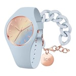 ICE-WATCH Unisexe-Adulte Analogue Quartz Montre avec Bracelet en Acier Inoxydable 020639 +Ice - Jewellery - Chain Bracelet - Pastel Blue - Rose-Gold