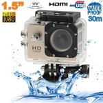 Camera Embarquée Sport LCD Caisson Étanche Waterproof 12 Mp Full HD 1080P Or + SD 8Go YONIS