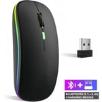 Uppladdningsbar och tyst trådlös Bluetooth-mus - kompatibel med PC, surfplattor och telefoner | USB trådlös mus