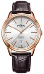 Rotary Mens Cambridge Rose Gold Tone Case Leather Watch