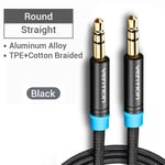 Vention Câble audio jack 3,5 mm 3,5 mâle vers mâle Câble audio 90 degrés a angle droit Câble auxiliaire pour casque de voiture MP3/4 Cordon auxiliaire 5 m, NOIR P350AC- 3 m