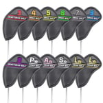 CRAFTSMAN GOLF 12pcs Black Synthetic Leather Golf Iron Head Covers Set Headcover with Colorful Number Embroideried For Left Handed Golfer (Normal Version for Left Hand)