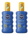 NIVEA SUN Protect & Moisture Sun Spray SPF15 (200ml) x 2