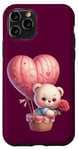 iPhone 11 Pro Valentine Teddy Bear Pink Flower Hot Air Balloon Case