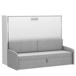 Lit escamotable horizontal canapé MULTIMO couchage 140x200cm blanc