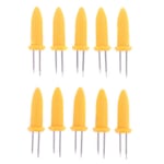 BENGKUI Corn Cob Fork,Corn on the Cob Holders Set for Skewers BBQ Twin Prong Sweetcorn Holder Fork Kitchen Tool -10 pcs Yellow