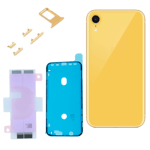 Komplet, gul iPhone XR bagside i glas med ramme