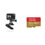 GoPro Magnetic Swivel Clip - Official Accessory, Black, ATCLP-001 & SanDisk Extreme 64 GB microSDXC Memory Card + SD Adapter