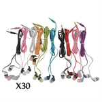 JustJamz Kidz 2.0 Color Call with Mic Stereo Earbud Headphones Mixed Colors - 30 Pack