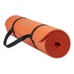 Gaiam Essentials Thick Yoga Mat Fitness & Exercise Mat with Easy-Cinch Carrier Strap, Orange, 72""L X 24""W X 2/5 Inch Thick-10mm