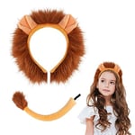 ACWOO Kit de Costume Lion, Déguisement Animaux Enfant Set, Bandeau et Queue de Lion, Lion Cosplay Costume, Deguisement Lion Enfant pour Carnaval Halloween Mascarade Anniversaire