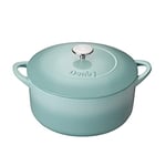 Denby - Pavilion Blue Cast Iron Casserole Dish - Dutch Oven, Oven Safe Pot, Enamelled - 24cm, 4.05L Capacity - Round