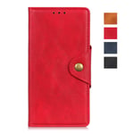 BRAND SET Case for Motorola One Fusion Phone Case Wallet Leather Flip Cover Case with Secure Copper Buckle Closing Lock and Bracket Function, Suitable for Motorola One Fusion(Red)