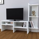 Meuble tv Jevnaker avec 5 étagères 137 x 30 x 100 cm blanc [en.casa] blanc
