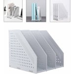 Sunxury - Porte-revues pliable/organisateur de bureau pour l'organisation et le rangement du bureau avec 3 compartiments verticaux, polystyrène, gris
