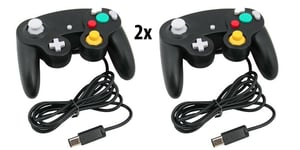 2x GAMECUBE GC & Wii WIRED CONTROLLER CLASSIC JOYPAD GAMEPAD FOR NINTENDO BLACK
