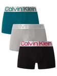 Calvin Klein3 Pack Reconsidered Steel Trunks - Black/Grey/Green