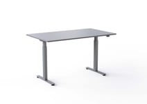 Wulff Hev senk skrivebord 140x80cm Lys grå laminatplate RAL 7047 Färg på stativ: Sølv - bordsskiva: