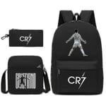 Fotbollsstjärnan C Ronaldo CR7 tryckt ryggsäck före och efter examen (endast en ryggsäck) Black 1 backpack