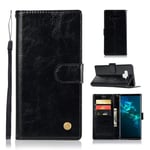 ResistaserYHM For Galaxy Note 9 Retro Copper Buckle Crazy Horse Horizontal Flip PU Leather Case with Holder & Card Slots & Wallet & Lanyard(Wine red) (Color : Black)