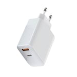 USB C Väggladdare 65W Dual Port USB C USB A Laddare Dubbel Snabbladdare Block GaN Hållbar Kompakt power