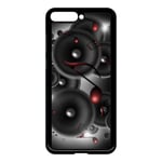 Coque Pour Smartphone - Enceintes Note De Musique Rouge - Compatible Avec Honor 7a - Plastique - Bord Noir