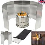 Camping Cooker Gas Stove Wind Shield Foldable High Quality 10 Plates Outdoor UK