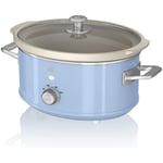Swan Retro Slow Cooker with 3 Temperature Settings and Keep Warm 3.5L 200W- Blue