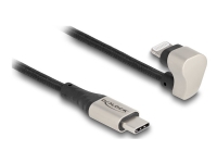 Delock - Lightning-kabel - Lightning hane vinklad till 24 pin USB-C hane - 1 m - MFI-certifierad - svart, silver - vinklad, up to 480 Mbps