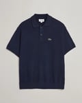 Lacoste Relaxed Fit Moss Stitched Knitted Polo Navy