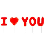 I LOVE YOU Candles Set Valentines Candles Gift Red Cake Topper Decoration P7081