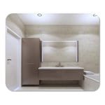 Mousepad Computer Notepad Office Minimalist Private Bathroom Interior with Plaster Wall Gray Olive Color and Medium Home School Game Player Computer Worker Inch