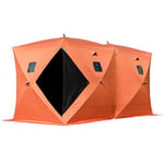 Happybuy Tente de Pêche 360x180x205cm Tente Hiver 8 Personnes Abri de Pêche en Hiver avec 4 Fenêtres 2 Portes Imperméable Résistant au Froid Tissu oxford 300D PVC avec Sac de Transport pour Camping