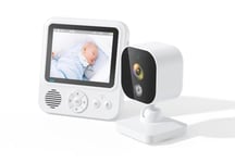 Babymonitor med kamera 2.4G-overføring, 2-veis lyd, infrarødt nattsyn