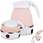 Hopfällbar elektrisk vattenkokare, 600 ml silikon resevattenkokare, hopfällbar resekokare, hopfällbar campingkokare, bärbar elektrisk