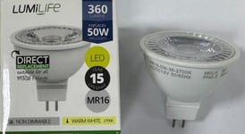 3x 5W (=50W) LumiLife LED 12V MR16, GU5.3, 2700K Reflector Spot Light Bulb Lamps