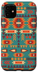 iPhone 11 Unique Western Turquoise Orange Navajo Aztec Tribal Pattern Case