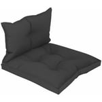 Décoshop26 - Coussins de sol canapé de palette en tissu noir dossier et assise