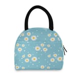 Hunhuni Lunch Tote Bag Spring Daisy Flower Pattern, Insulated Reusable Lunch Box Container for Kids Boys Girls School Office Travel Picnic